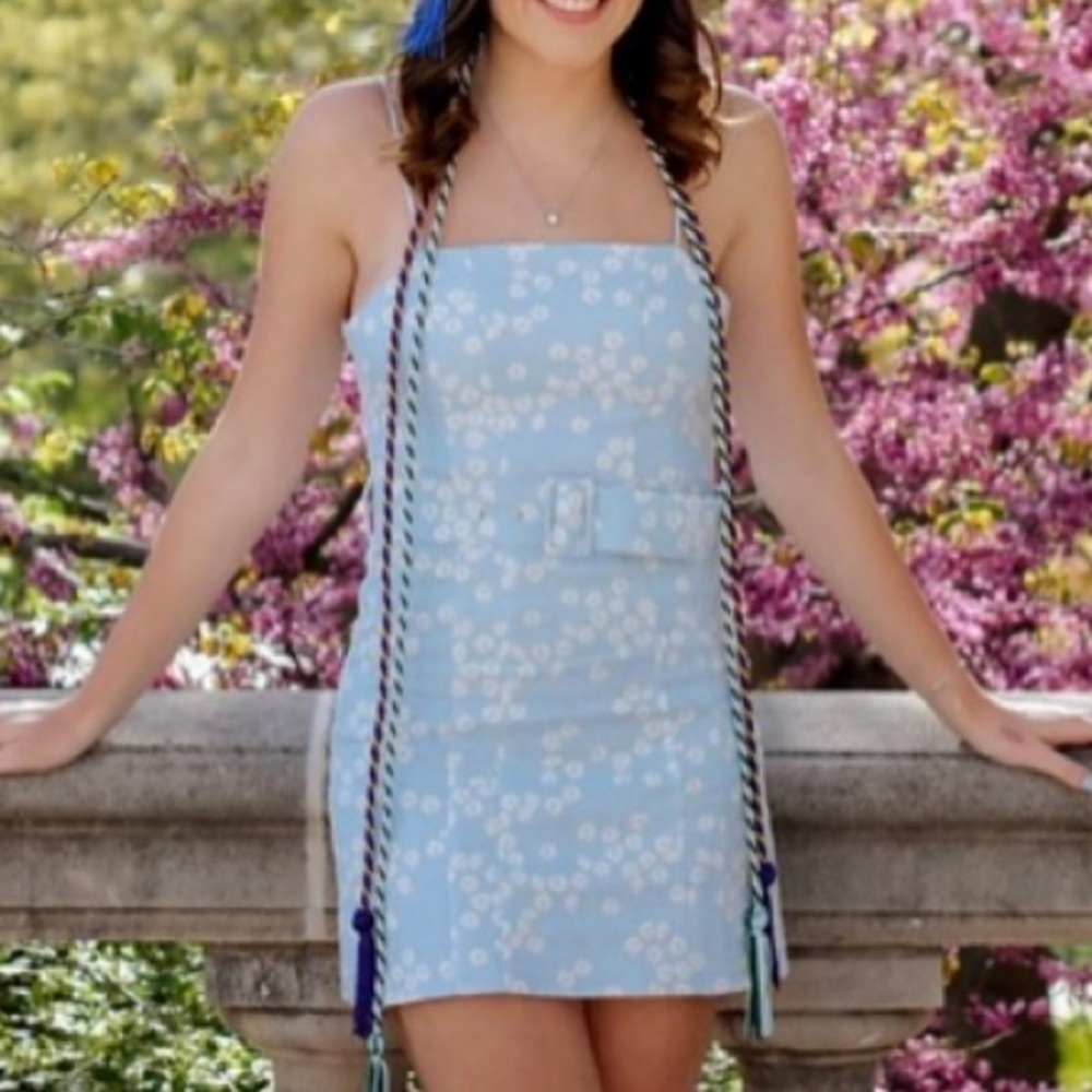 Zara Blue and White Floral Mini Dress